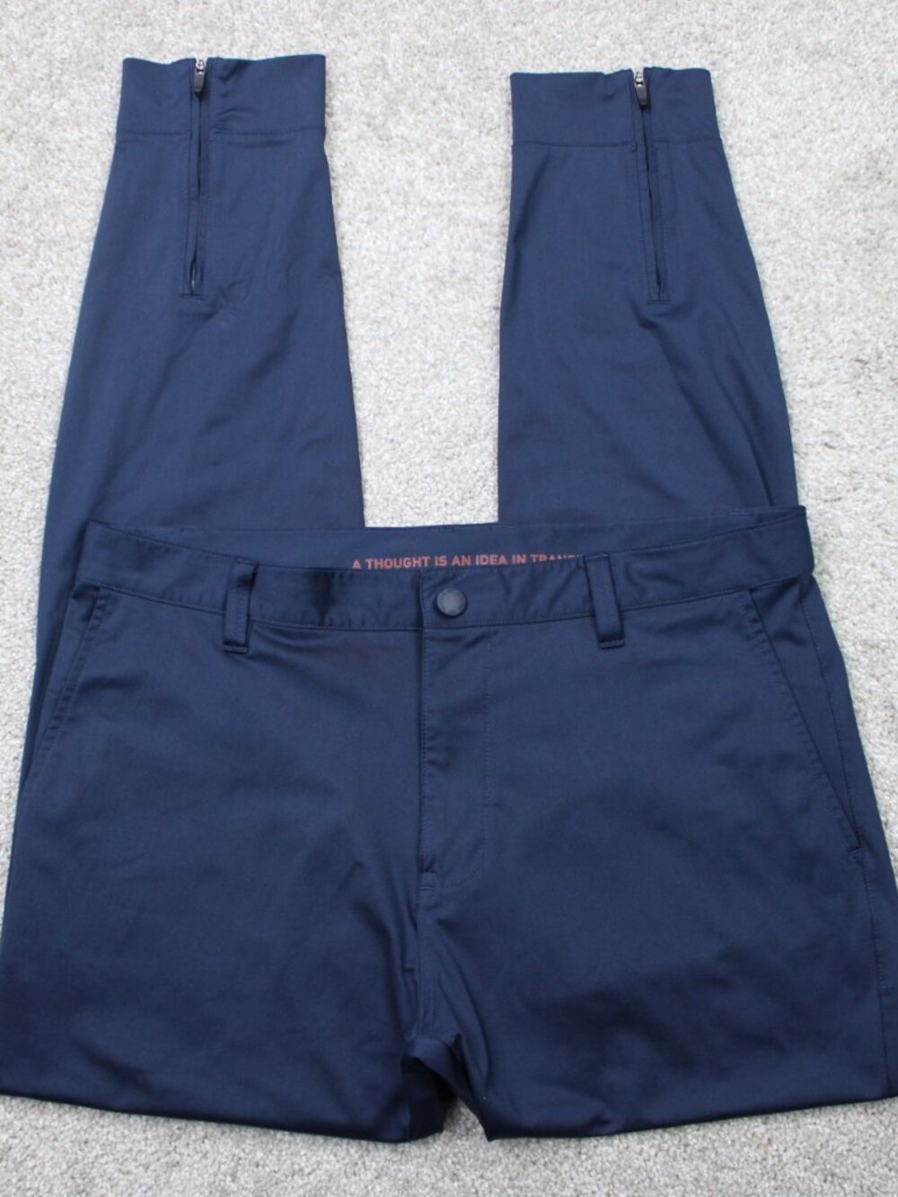 Rhone Commuter Pants Men 32x30 Blue Slim Fit Jogger Zip Ankle Polyester Straight